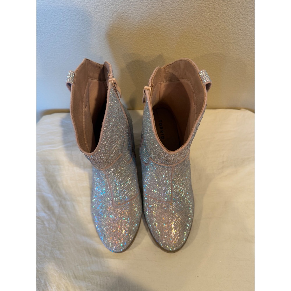 Rhinestone Cowboy Boots Womens Western Ankle Booties Sparkly Festival Statement